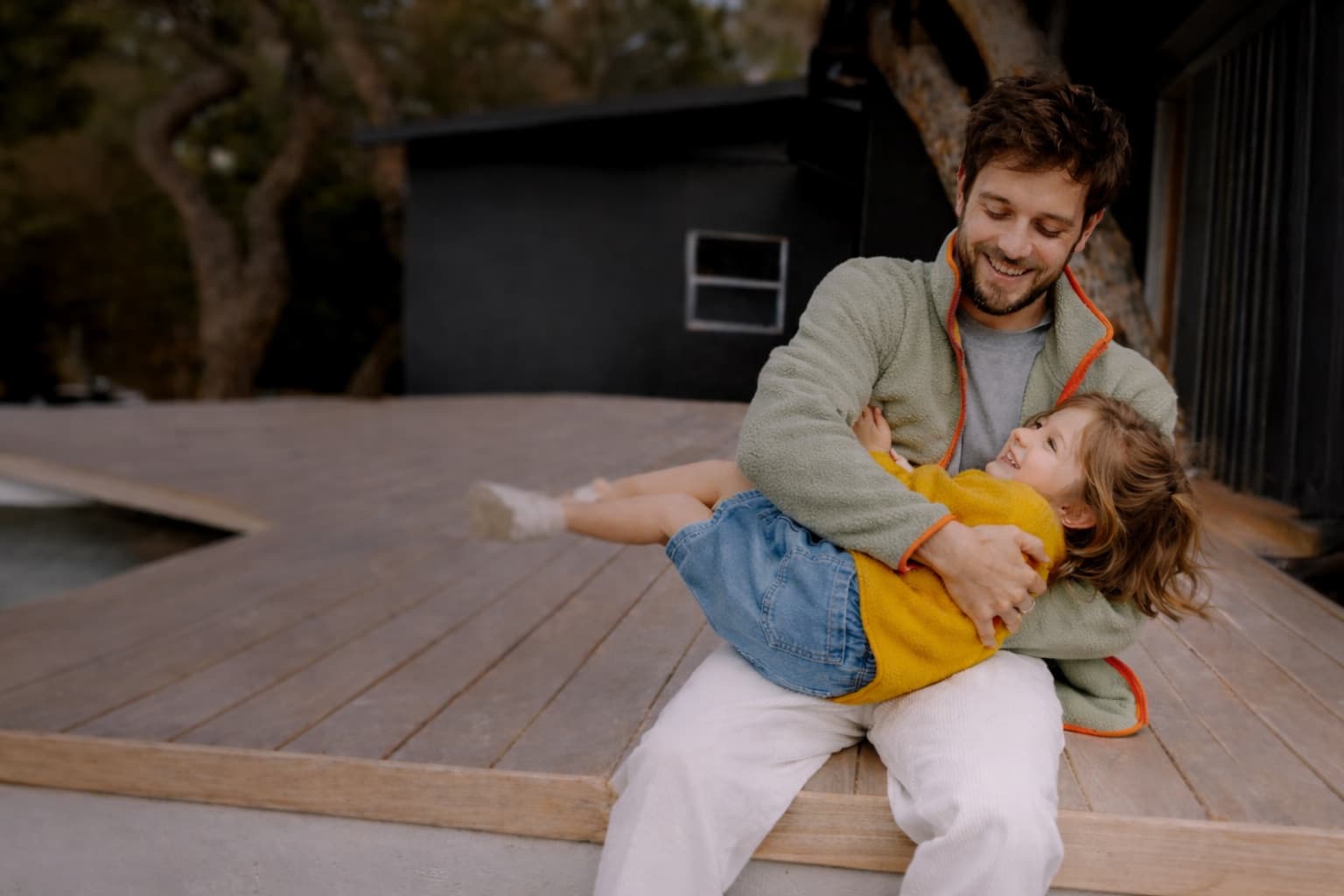 Father and daughter playing