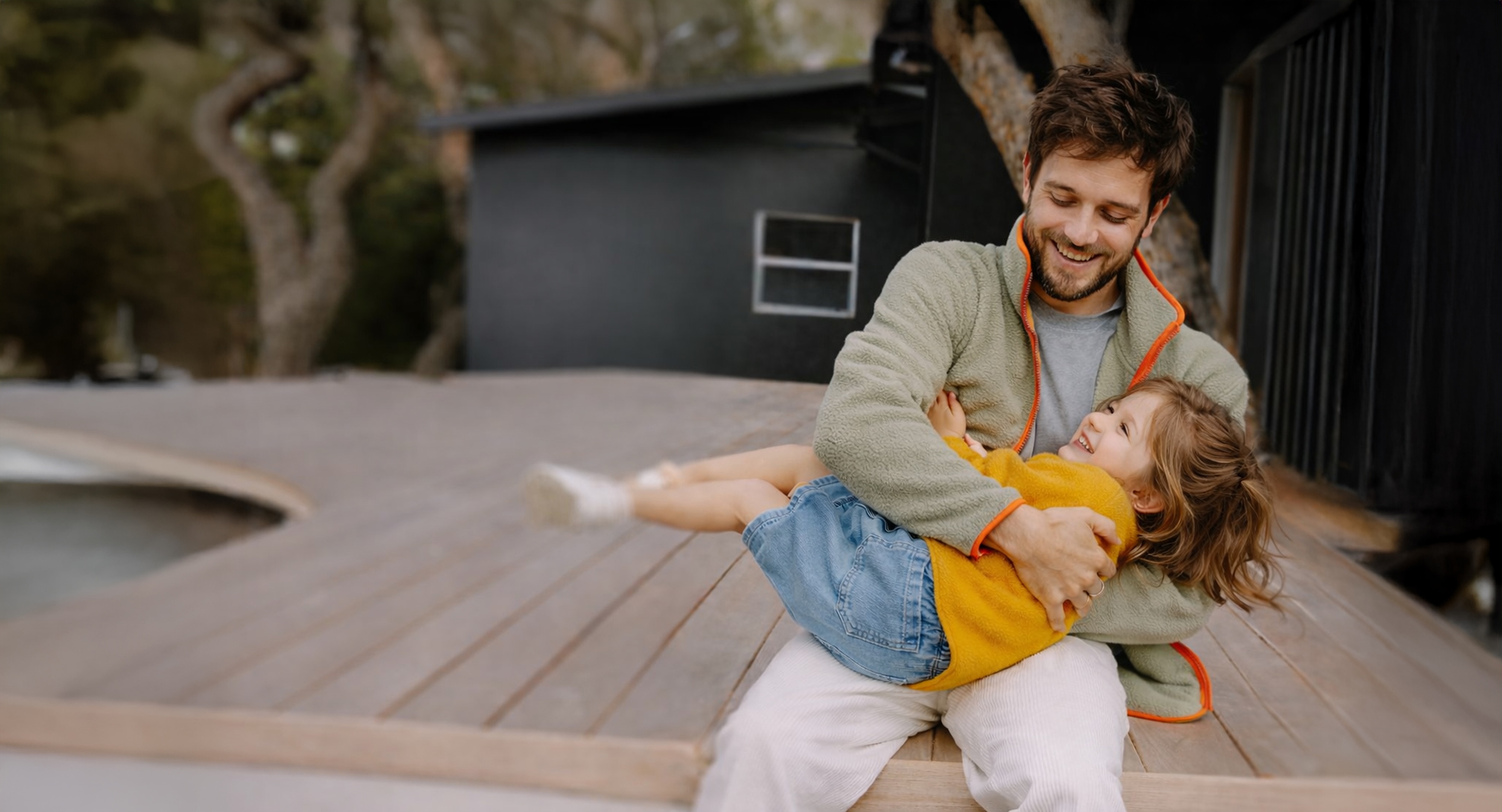 Father and daughter playing